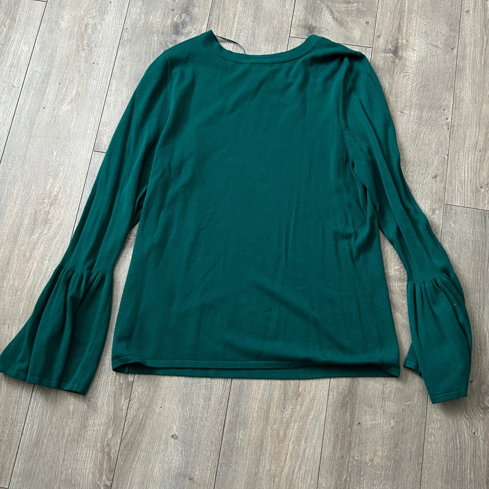 Worthington Emerald Green Long Sleeve Top with Bell Sleeves - Picture 8 of 9